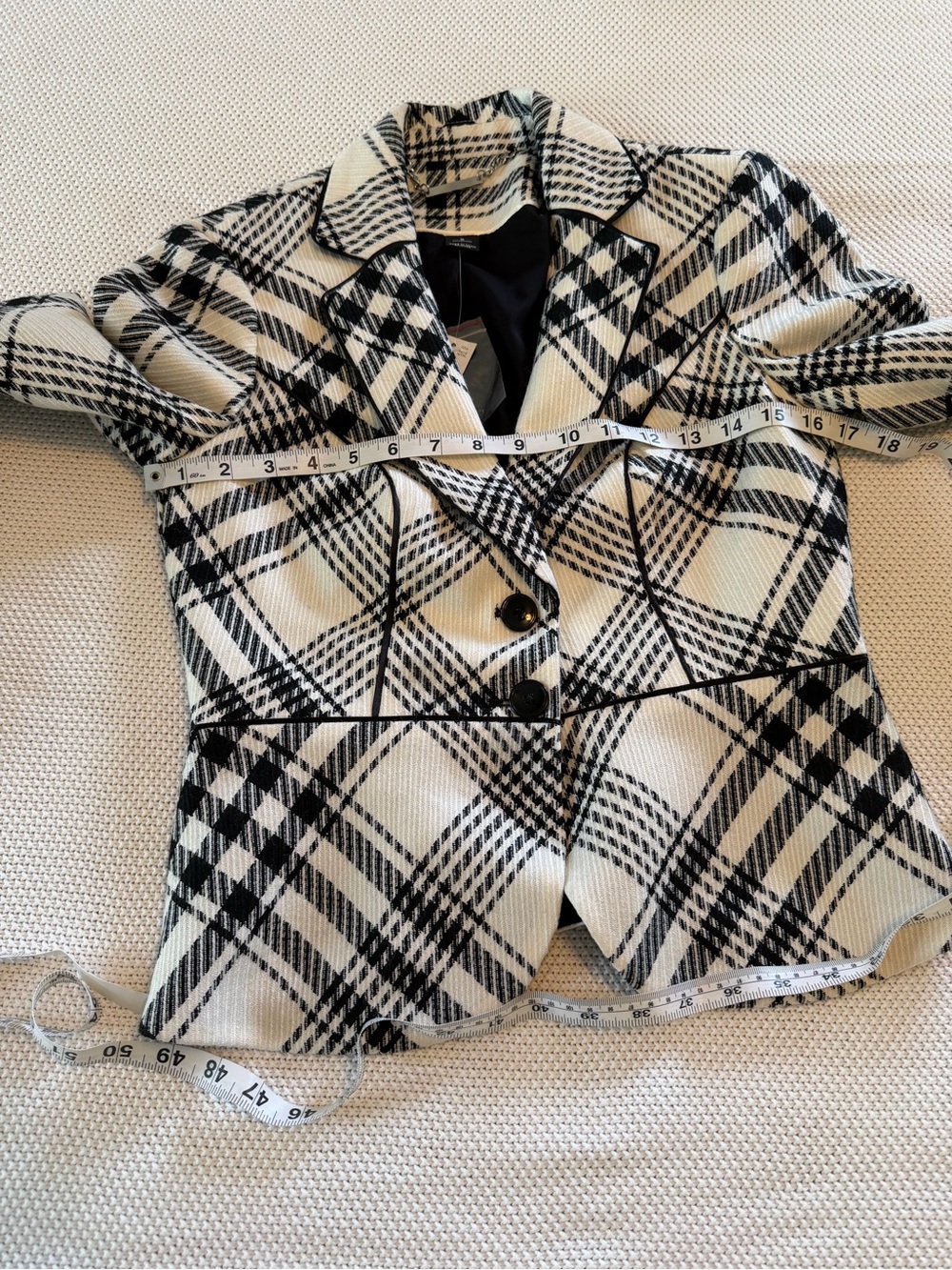 White House Black Market Black & White Plaid Fitted Blazer - Size 0 NWT - Picture 10 of 16